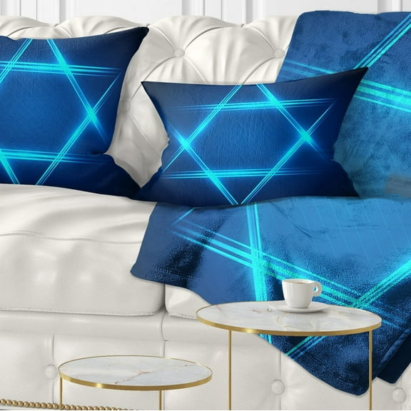Designart Neon Star of David - Abstract Throw Pillow - 12x20