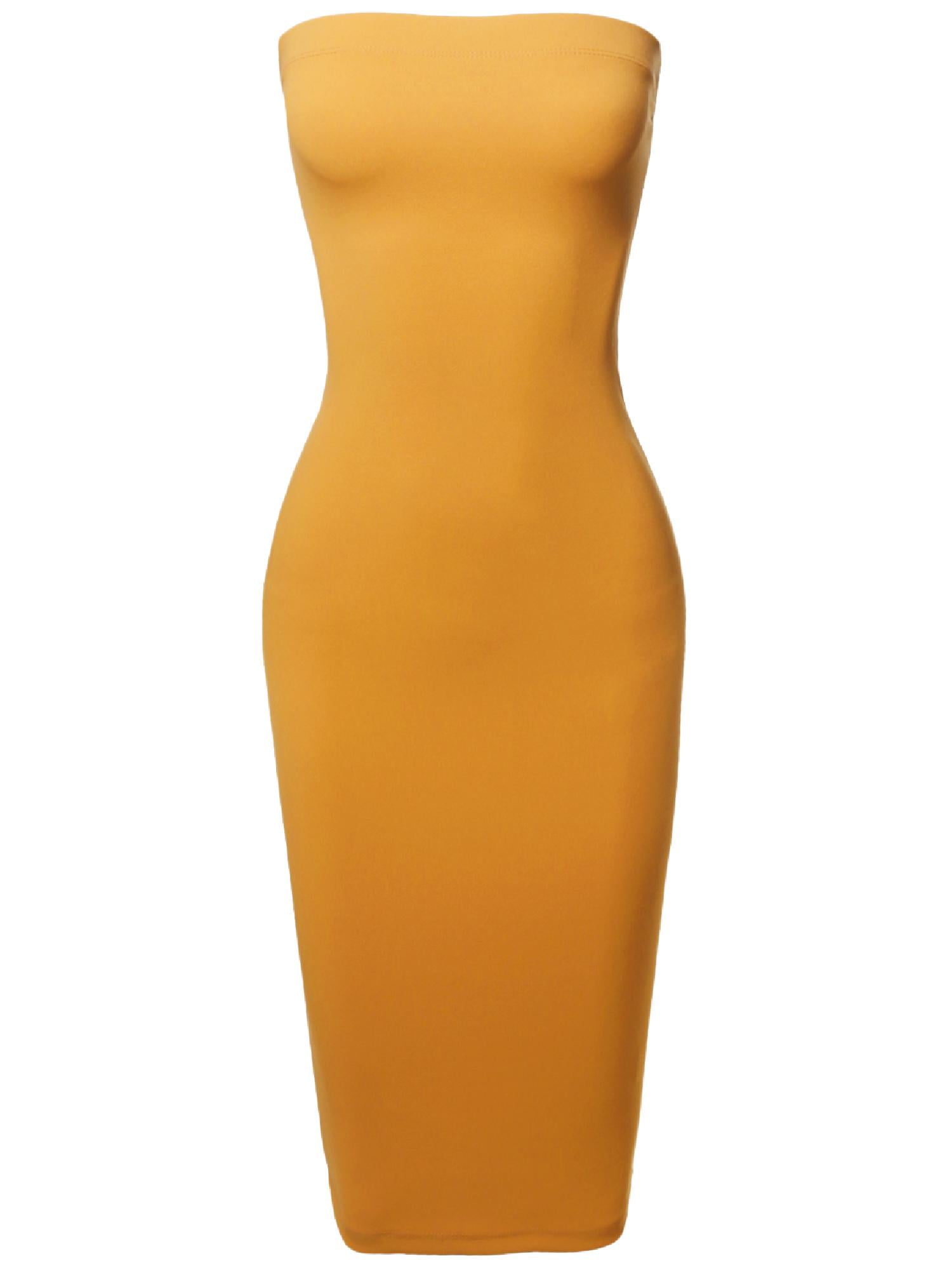 yellow tube top dress