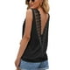 thumbnail image 3 of Camiseta de mujer Sexy Hollow Lace Manga corta Cuello en V Top informal suelto, Negro, M Sweethay AP001247-10, 3 of 7