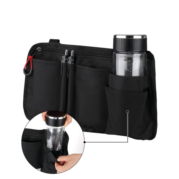 Wheelchair Side Bag with Cup Holder - Storage Pouch (with Drink Holder) for Walkers, Rollators and Mobility Scooters, Ideal Gift