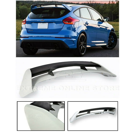 Extreme Online Store for 2012-2018 Ford Focus 5Dr Hatchback | EOS RS Style ABS Plastic Primer Black Rear Roof Wing Spoiler