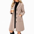 thumbnail image 7 of Vixolx Womens Mid Length Coat Notched Lapel Single Breasted Overcoat with Patch Pockets Fall Winter Business Casual Outerwear, 7 of 7