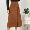 thumbnail image 5 of Annhoo Corduroy Skirts for Women Button down Casual High Waisted Midi Skirt Loose Solid Color A Line Skirt, 5 of 9