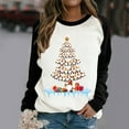 thumbnail image 2 of Blusa de manga larga con estampado de muñeco de nieve y árbol de Navidad con bloque de color y cuello redondo para mujer Fridja  FKASFK840, 2 of 4