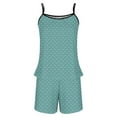 thumbnail image 5 of WRKEKC Lounge Sets for Women Polka Dot Print Sleeveless Spaghetti Strap Top with Color Block Shorts for Sleepwear and Home, 5 of 5