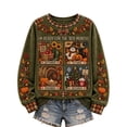 thumbnail image 2 of Women's Sweatshirt Crew Neck Long Sleeve "I'M READY FOR THE 'BER MONTHS" Pullover Cozy Autumn Book Pumpkin Spice Latte Graphic Loose Casual Tops Green L, 2 of 4