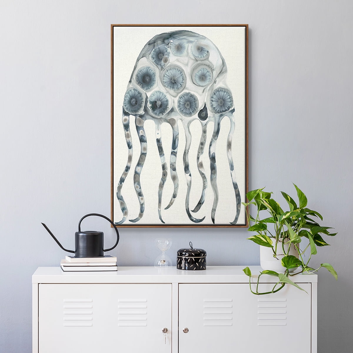 Silver Jelly Framed Premium Gallery Wrapped Canvas - Ready to Hang - 25 x 37 - Walnut Floating Frame