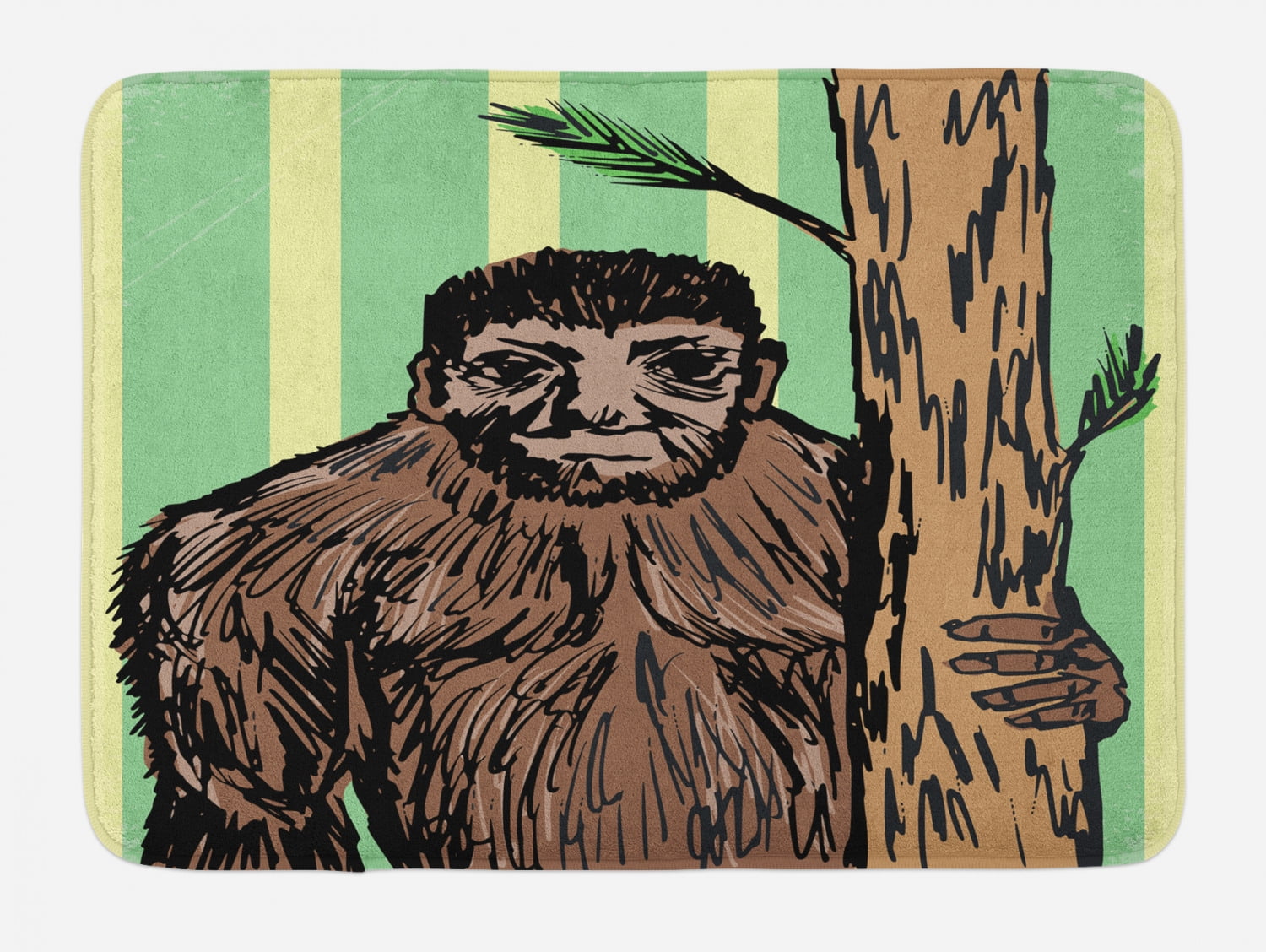 bigfoot-bath-mat-sketch-of-mysterious-yeti-holding-a-tree-trunk-on