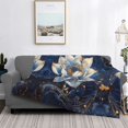 thumbnail image 6 of Throw Blanket for Couch Sofa and Bed, Blue Golden Dream Lotus Soft Plush Throw Blanket, Fuzzy Cuteness Comfy Warm Washable Flannel Blanket Throws for All Season, 6 of 8