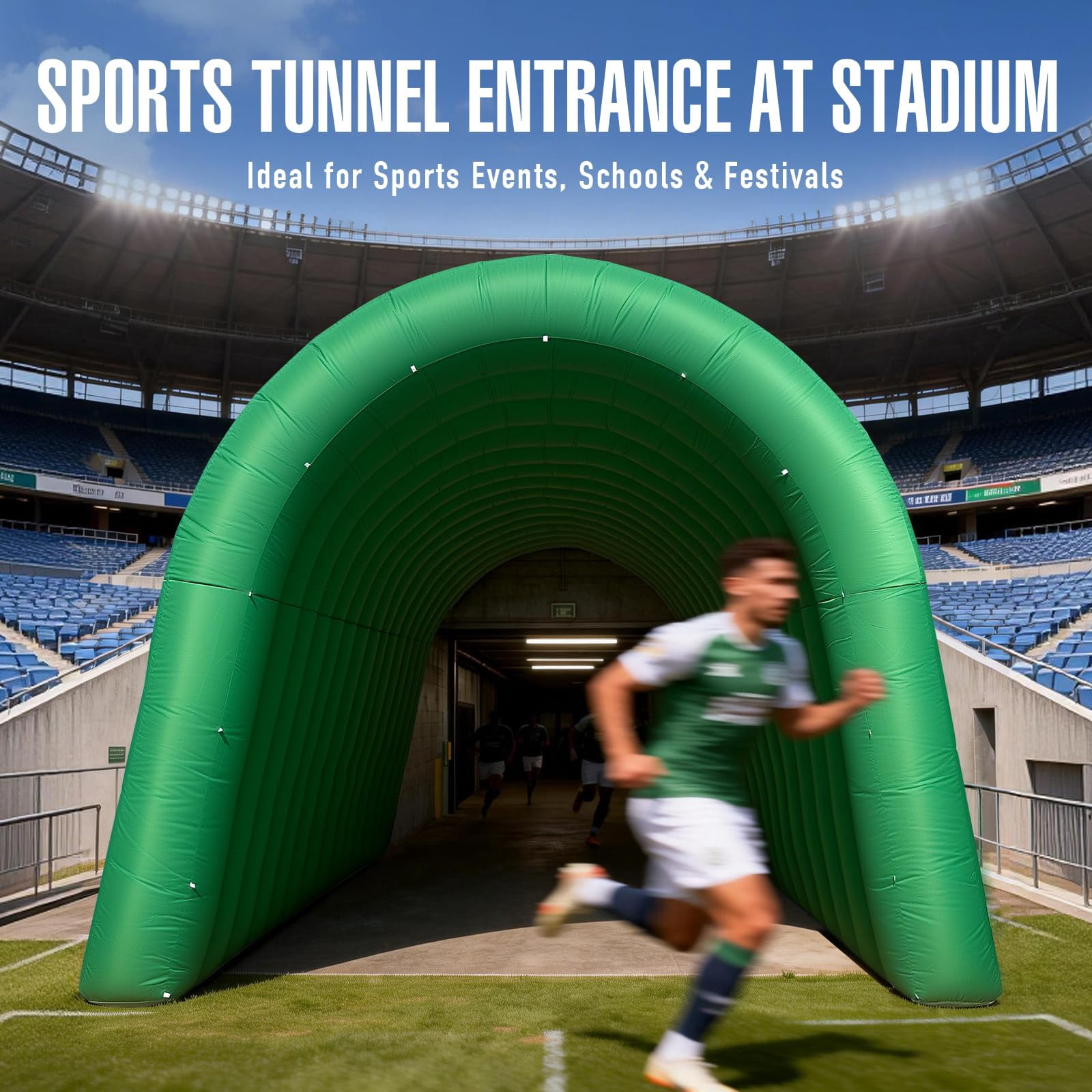 Inflatable Sports Tunnel Arch with Blower 16x10x10ft Dark green Event Entrance for Exhibitions Shops Schools & Supermarkets