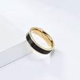thumbnail image 2 of PAMTIER Men's Women's Stainless Steel Black Enamel Ring 6mm Minimalist Plain Wedding Band Gold Size 12, 2 of 5
