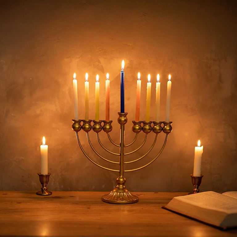 Sziqiqi Gold Plated 9-Branch Hanukkah Menorah photo 8