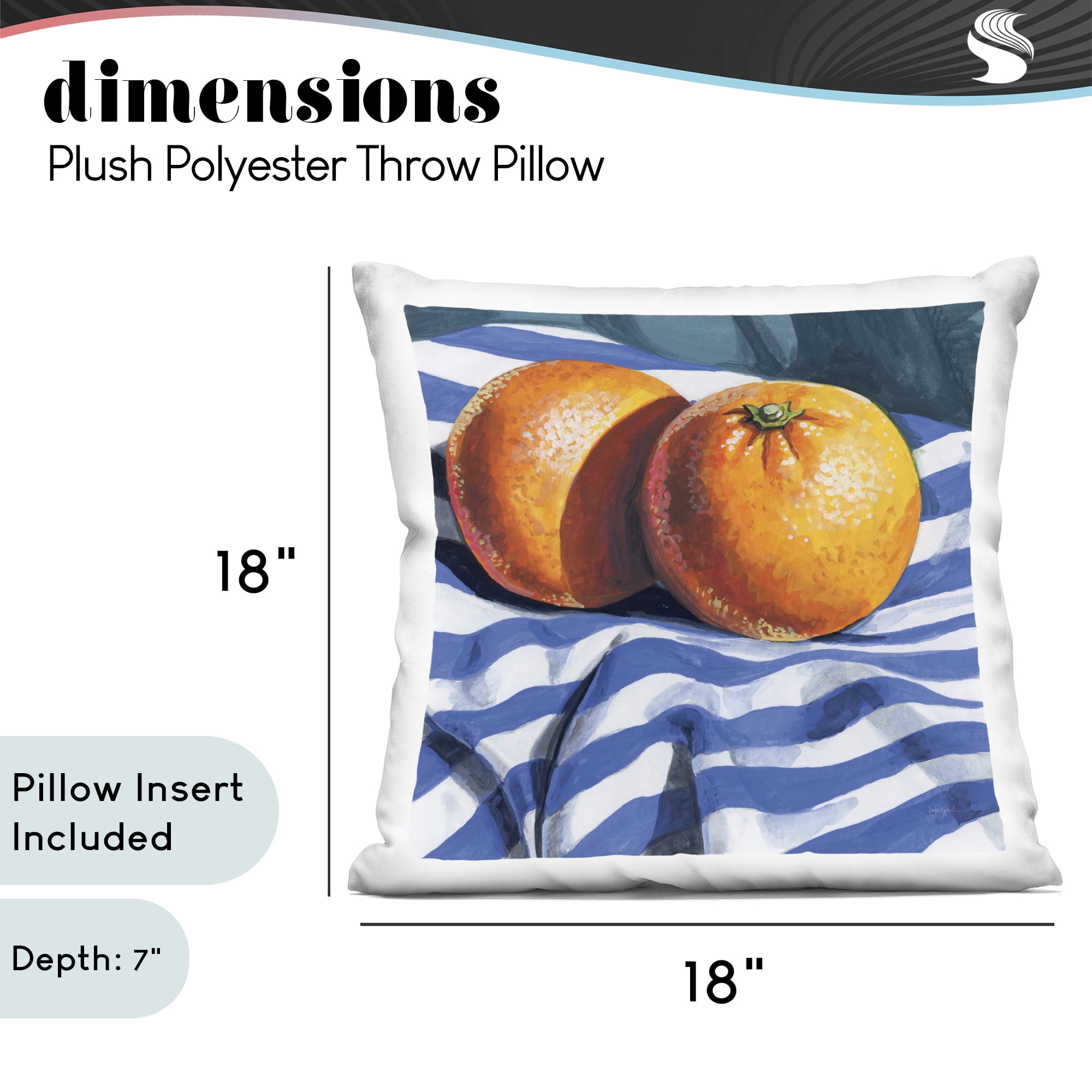Stupell Industries Oranges On Striped Cloth Decorative Printed Throw Pillow, design by Kate Jarvik Birch