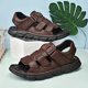 thumbnail image 3 of Sandalias de playa con punta abierta, livianas y elegantes para hombres - Sandalias de playa antideslizantes con suela suave con cierre de gancho y bucle, 3 of 4