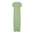 thumbnail image 5 of GaThRRgYP Women's Bohemian Short Sleeve Dress,Women's Large Pocket Solid Color Dress Round Neck Short Sleeved Dress Green XXXXL, 5 of 6