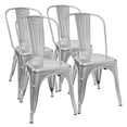 thumbnail image 5 of Lacoo Metal Dining Chair Indoor-Outdoor Use Stackable Classic Trattoria Chair Chic Dining Bistro Cafe Side Metal Chairs Set of 4 (Sliver), 5 of 7