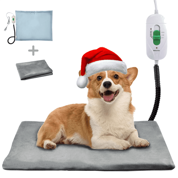 ENLOY Outdoor Pet Heating Pad, 20" x 16"Adjustable Temperature Dog Cat Puppies Heating Pad with Chew Resistant Cord, Indoor Washable