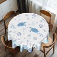 thumbnail image 2 of Sea Turtle Beach Round Tablecloth 60 Inch Nautical Themed Coral Starfish Seashell Table Cloth Washable Polyester Reusable Table Cover for Dining Party Picnic Holiday, 2 of 7