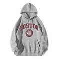 thumbnail image 4 of Boston Print Hoodies for Women Long Sleeve Hooded Sweatshirt Fall Casual Pullover Sweater, 4 of 4