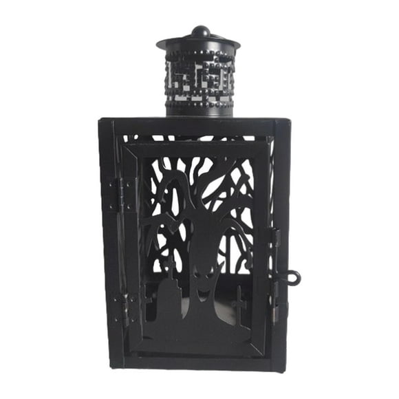 Farol de vela colgante de metal para Halloween, 9 x 9 x 19,5 cm, decoración de mesa para puerta, mesa, decoración de fiesta, multifuncional Estilo A