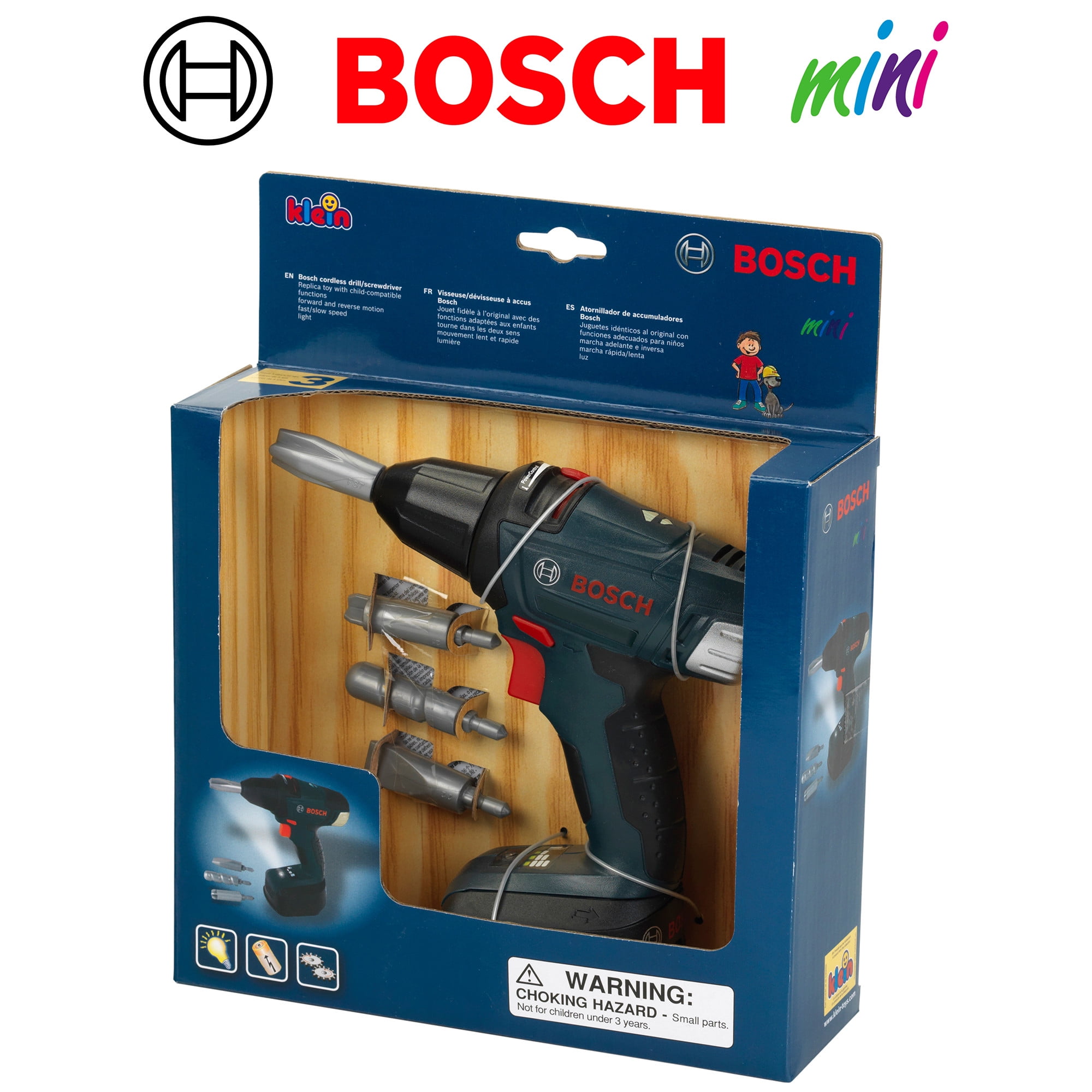 Bosch Mini 2 In 1 Cordless Drill Screwdriver Lights Sounds Power Tool Toy Battery Operated Realistic Pretend Play Licensed Kids Ages 3