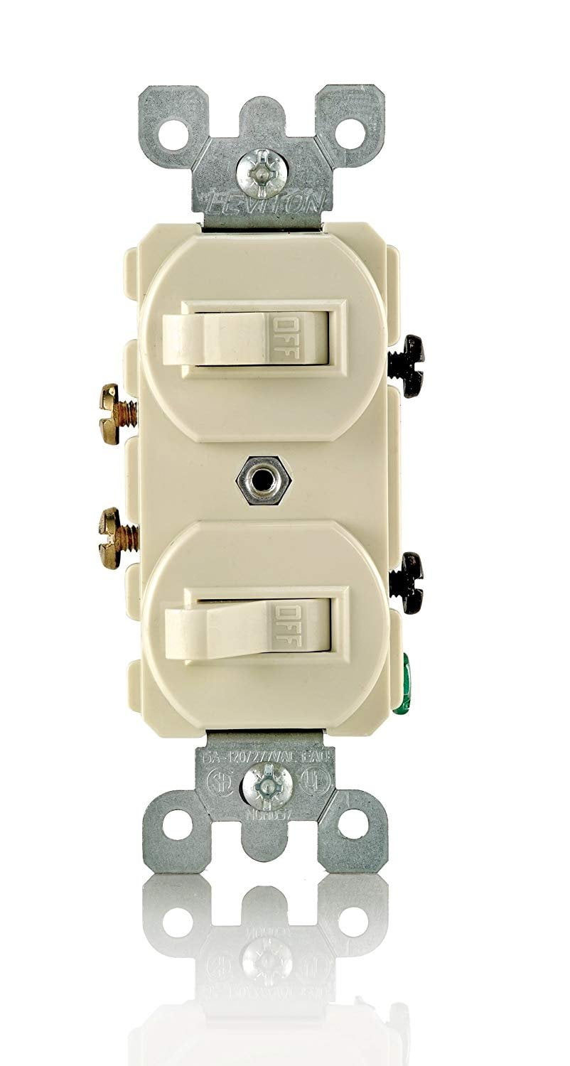 Leviton 108-05224-ISP Combo 2-Single Pole Switch, Ivory