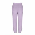 thumbnail image 5 of qucoqpe Women's Fuzzy Plush Pajama Pants Warm Fleece Drawstring Elastic Waist Wide Leg Teddy Pjs Bottoms Cuffed Lounge Pants, 5 of 6