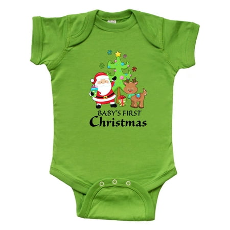

Inktastic Baby s 1st Christmas with Santa Reindeer and Tree Gift Baby Boy or Baby Girl Bodysuit