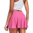 thumbnail image 2 of Cadmus Women's 2-in-1 High Waisted Pleated Skort with Pockets- Flowy A-Line Tennis Golf Skirt with Built-in Shorts,Rose Red,L, 2 of 7