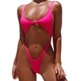thumbnail image 3 of Traje de baño de talla grande para mujer, bikini de una pieza sin espalda de comercio exterior para traje de baño sexy de color sólido, 3 of 6