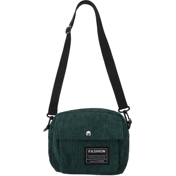 LOLIPPYY Stripe Corduroy Crossbody Bag Green for Travel Shopping and Everyday Use