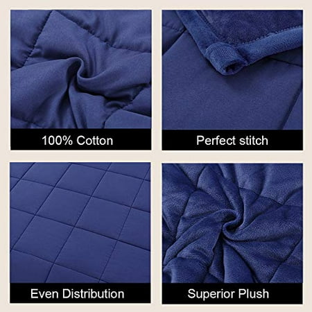 Haowaner Reversible Weighted Blanket Cool Cotton Top+Soft Minky Bottom