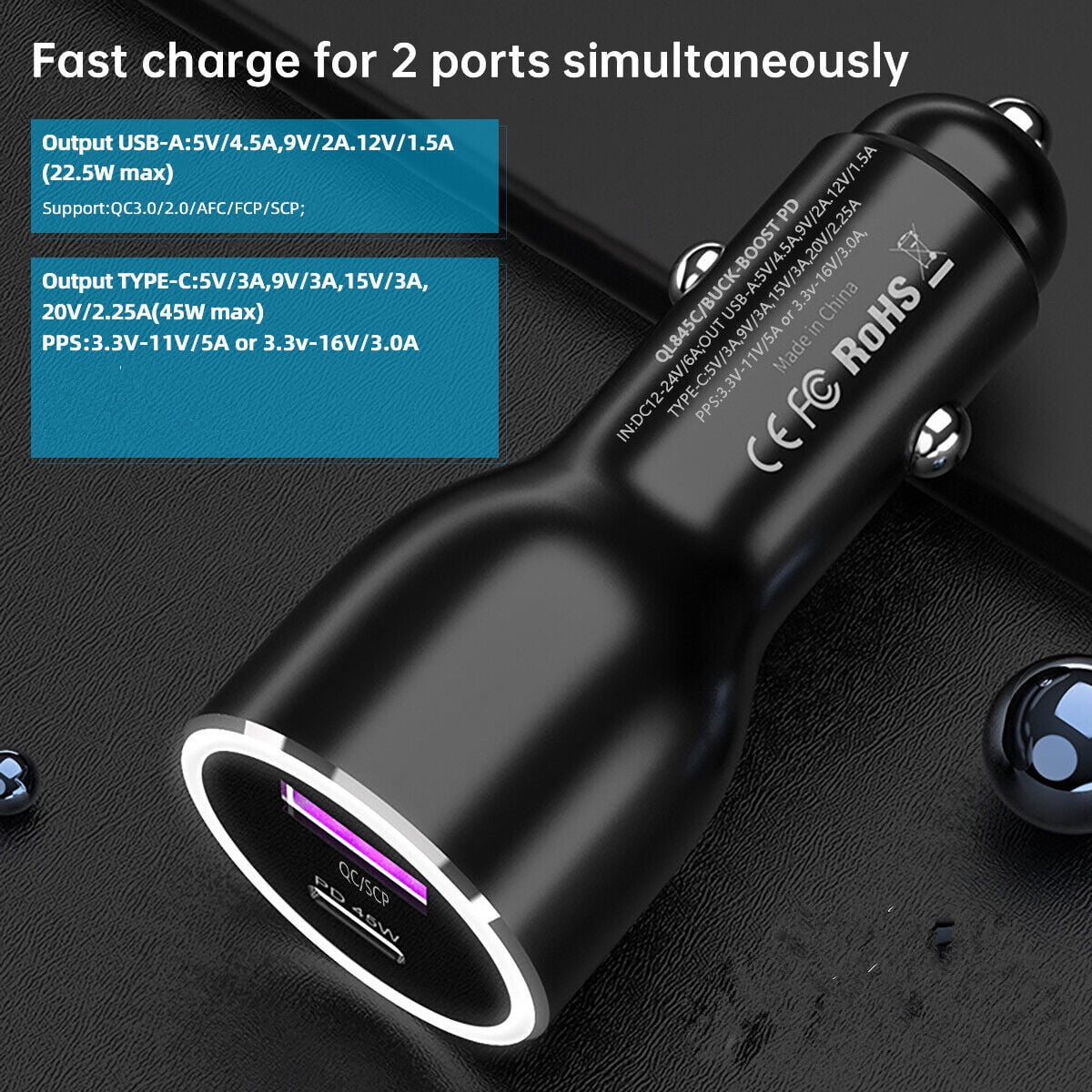 45 Watt Fast Charging Type C Car Charger for Samsung Galaxy S22 Ultra S20 25W TAPDRA Spare Part