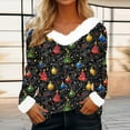 thumbnail image 2 of Enjoytime Christmas Womens Shirts Casual Printed Patchwork V-Neck Long Sleeve Tops Fall Winter Loose Fashion Blouses, 2 of 4