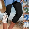 thumbnail image 7 of Diufon Capri Leggings for Women Elastic High Waisted Floral Lace Patchwork Stretch Soft Cropped Capri Pants, 7 of 7