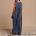 thumbnail image 5 of Womens Denim Jumpsuit Sleeveless Wide Leg Overalls Casual Loose Fit Summer V-Neck Tie Front Jean Romper, XL, 5 of 5