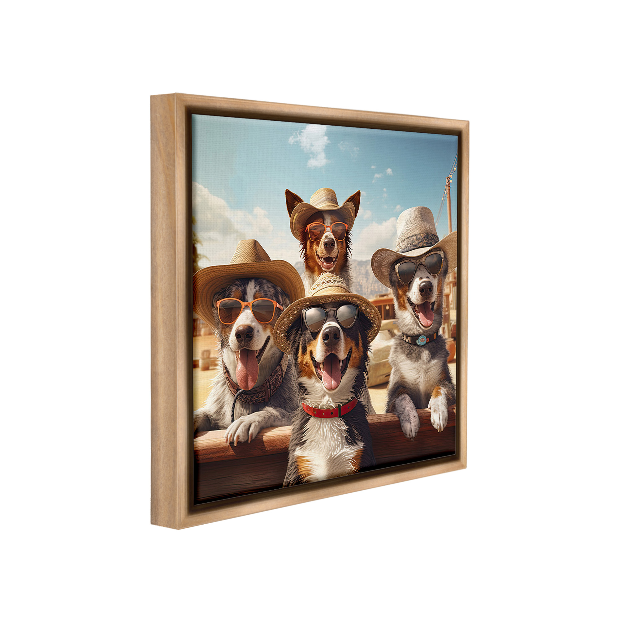 Stupell Industries Southwestern Cowboy Dogs Animals & Insects Painting Brown Floater Framed Canvas Art Print Wall Art, 25 x 25