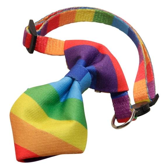 ibasenice Rainbow Bowtie Pet Collar for Dog and Cat Lightweight Fabric with Safety Buckle Adjustable