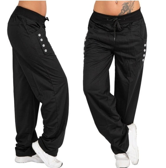 black jean joggers womens