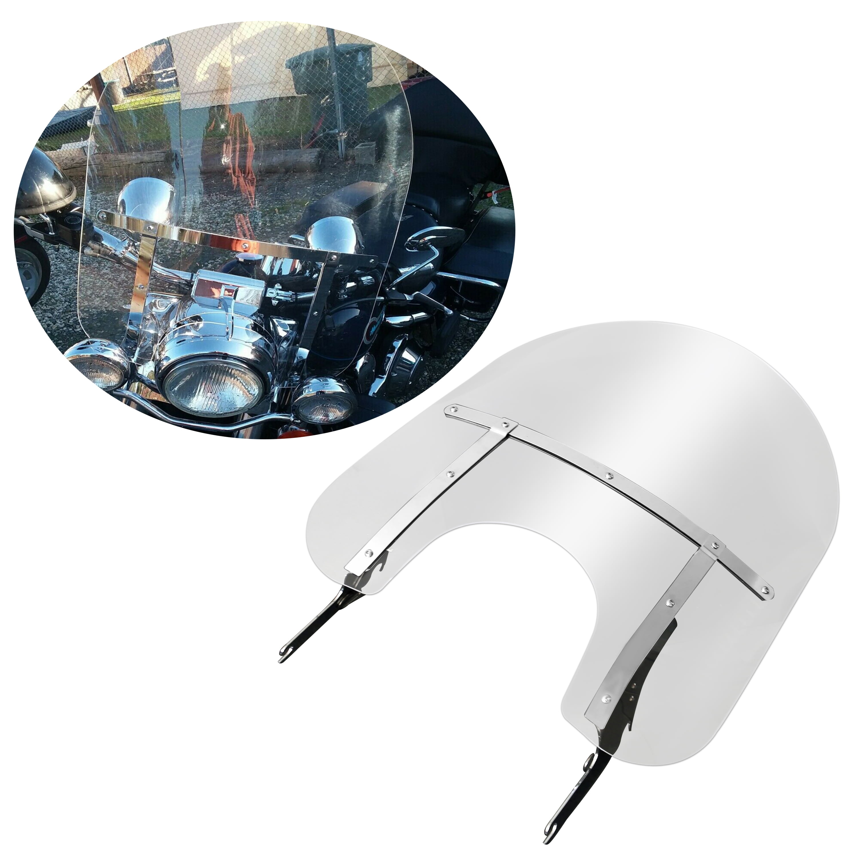 Kojem Clear Detachable Quick Release Windshield Windscreen 28 Inch for