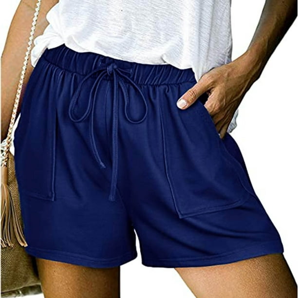 CAICJ98 Womens Shorts Women s Casual Elastic Drawstring High Waist