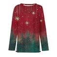 thumbnail image 4 of Craaazy Women's Loose Christmas Print Casual Long Sleeve T-shirt Round Neck Blouses Gifts, 4 of 5