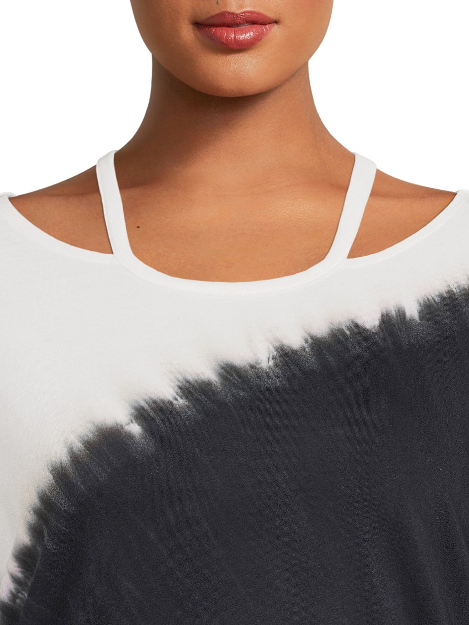 Terra & Sky Women's Plus Size Cut Out Neck Short Sleeve Top