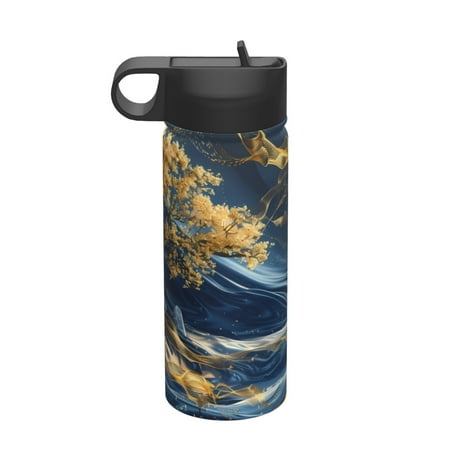 

Daiia Golden Fantasy Landscape Printed 18oz Sports Insulated Kettle With Straw Water Bottle For Running Hiking Cycling Climbing Mens Woman S Sports Water Bottle