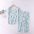 thumbnail image 2 of vigerkar Womens Cotton Pajama Sets Short Sleeve Top With Capri Pants 2 piece sets for Women Summer Pajamas Lounge Set Blue, 3XL, 2 of 4