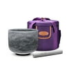 TOPFUND Moldavite Fusion Crystal Singing Bowl F Note Heart Chakra 10 inch with Carrying Case & Suede Striker