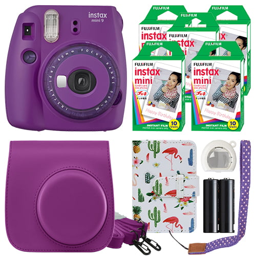 hoofdkussen lexicon Hou op Fujifilm Instax Mini 9 Instant Camera Clear Purple + 50 Film Sheets Classy  Kit - Walmart.com