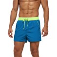thumbnail image 2 of Sexy Dance Men Swimsuit High Waist Boardshorts Drawstring Breathable Swimwear Solid Color Hot Spring Peacock Blue Fluorescent Green L, 2 of 4