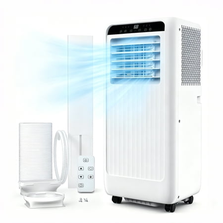 Aprafie 8000 BTU Portable Air Conditioners, 3-in-1 Ultra Quiet Small AC Unit with Remote Control & Window Kit, Cools up to 350 Sq.ft, 115V, White/Black