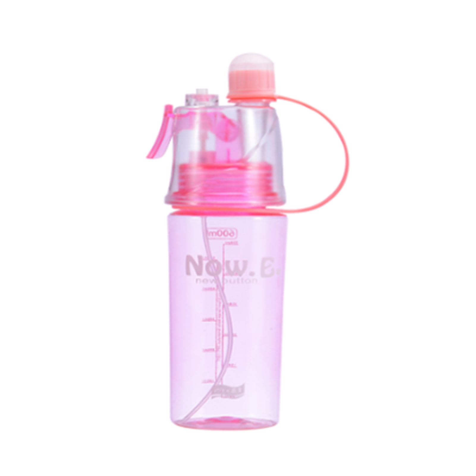 600ML Water Bottle With Drink Spray Cup Cycling Hiking Travel Outdoor Sports UK 